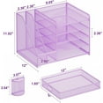 thumbnail image 5 of Rose Gold Desk Organizer with File Holder, 5-Tier Paper Letter Tray Organizer and Drawer, Mesh Desktop Storage with Magazine Holder for Office Supplies, 5 of 7