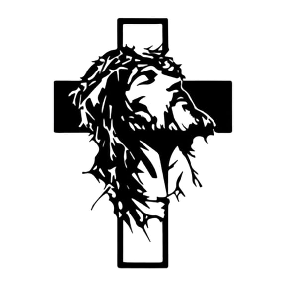 ZJNGJC Jesus on the Cross Metal Wall Art - Black Religious Wall Decor with Detailed Facial Features - Vertical Indoor Hanging Sculpture for Home, Office or (30cm/11.81in)