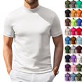 thumbnail image 2 of Men's Mock Turtleneck Shirts Short Sleeve Casual Basic T-Shirts Solid Basic Tee （White,L）, 2 of 6