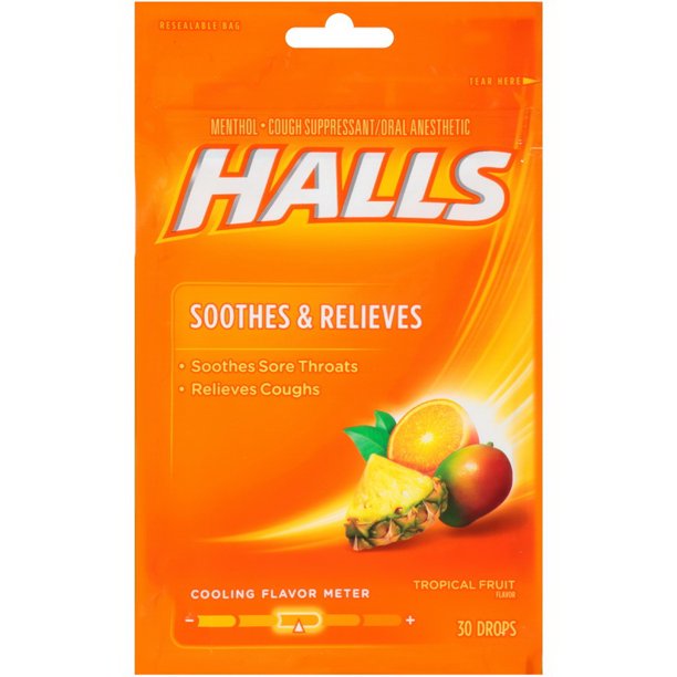 Halls 63153 Cough Drop Tropical Fruit 30Pc 4830 Piece