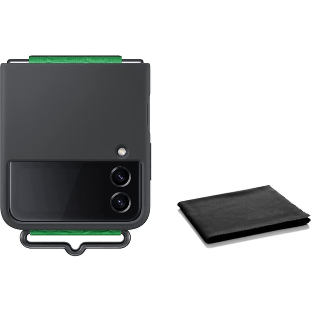 Funda de silicona para Samsung Galaxy Z Flip 4 con correa negra