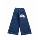 thumbnail image 1 of Pantalones vaqueros unisex estilo hip-hop gótico urbano de talle alto y corte holgado con diseños rasgados y bordados for hombre y mujer, 1 of 3