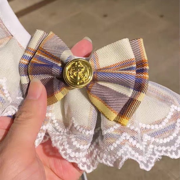 Cute Bowtie Cat Toalla de saliva ajustable a cuadros para perros pequeños gatos (amarillo S) Sywqhk Libre de BPA