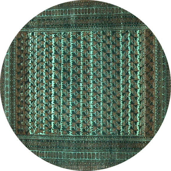 Ahgly Company Indoor Round Persian Turquoise Blue Traditional Area Rugs, 7' Round