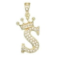 thumbnail image 1 of Encanto de Letra de Corona A-Z, Colgante de Letra S en Oro Laminado con Circonitas, Joyería de Monograma Inicial para Hombres y Mujeres DIY, 1 of 6