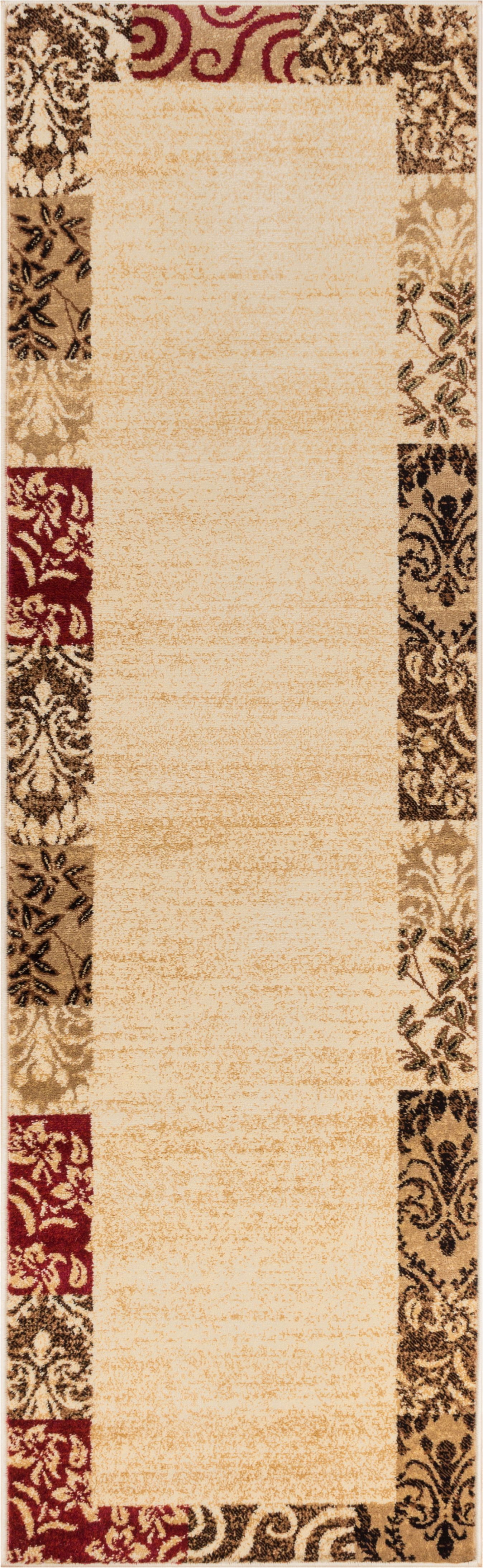 Well Woven Verdant Vines Modern Damask Border Rug Casual Oriental Easy Clean Stain Fade Resistant Shed Free Contemporary Floral Formal Gradient Soft Living Dining Room Rug