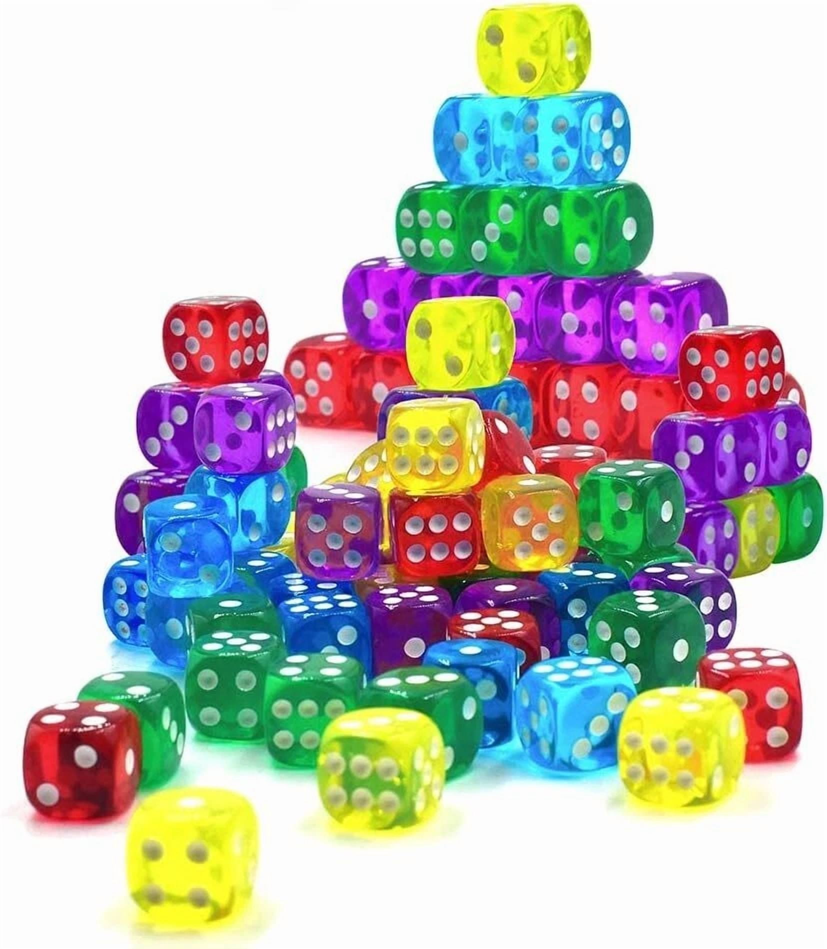 BUTTERFLY- 50 Of Pack 14Mm 6 Sided Dice Set Translucent Colors Dice With Black Pouch For B