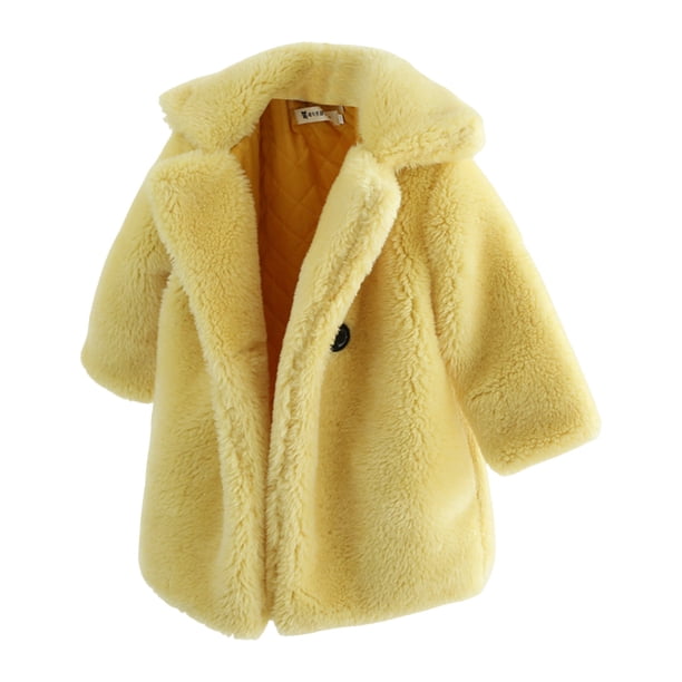 Gibobby Chamarra niñaAbrigo para niñas pequeñas, chaqueta gruesa a de viento de invierno, chaqueta de abrigo con botones de forro polar cálido para niños(Amarillo, 2-3 Años)