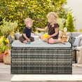 thumbnail image 3 of SOLAURA 90 Gallon Patio Wicker Storage Bench w/Cushion, Outdoor Rattan Deck Storage Box w/Handles & Hydraulics, Gray, 3 of 8