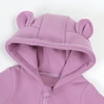 thumbnail image 5 of UAMVSH Boys Girls Sweatsuit Kids Romper Outfit Soft Cotton Warm Long Sleeve Hoodie with Pockets Infant Footed Playsuit Jumpsuits(12-24 Months,Purple), 5 of 6