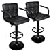 thumbnail image 3 of Leopard Adjustable Bar Stools with Armrest, Square Back Swivel Double Stitching with Back Bar Stool, Set of 2 (Black + Black Base), 3 of 10