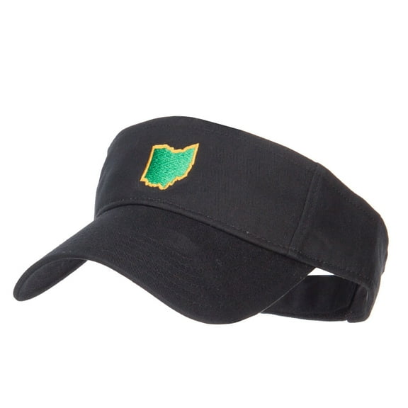 OH State Map Embroidered Sun Visor - Black OSFM