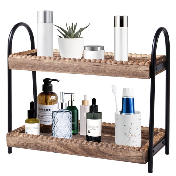 Organizador de encimera de baño BDBDYEAY con cuentas de madera de 2 niveles