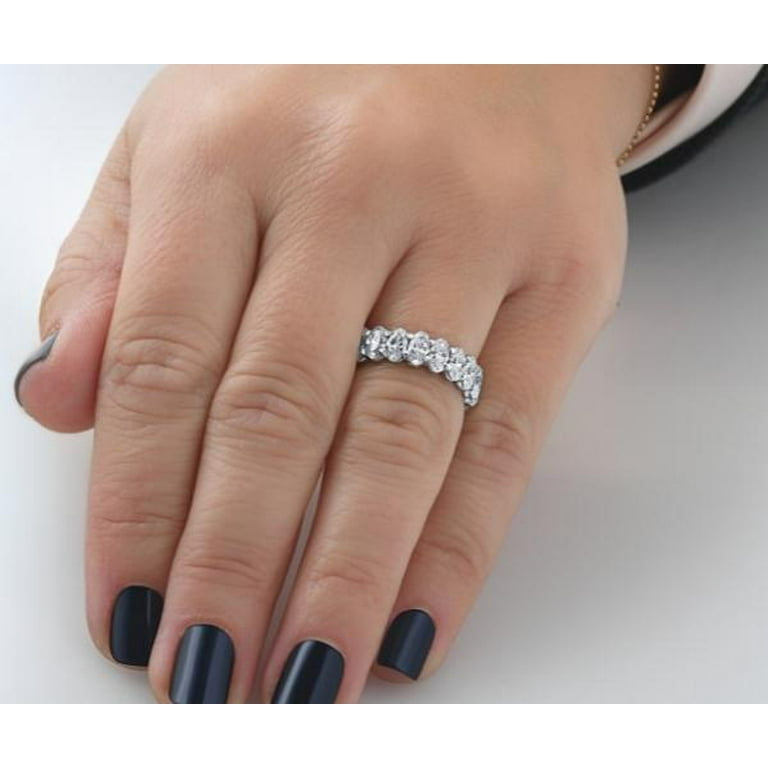 Pompeii 6 Ct Oval Moissanite Eternity Ring Womens Wedding Band 10k White Gold Walmart