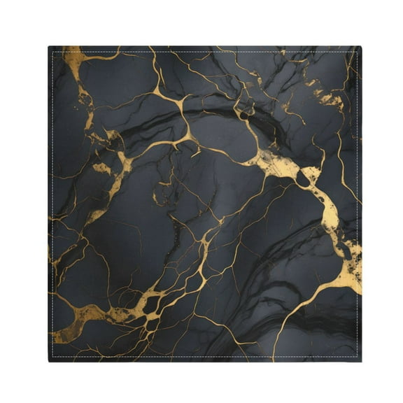JSTEL Black & Gold Marble Cloth Napkins Set of 6, 20x20 Inch Washable and Reusable Napkin for Decoupage Dinner Party Everyday Use