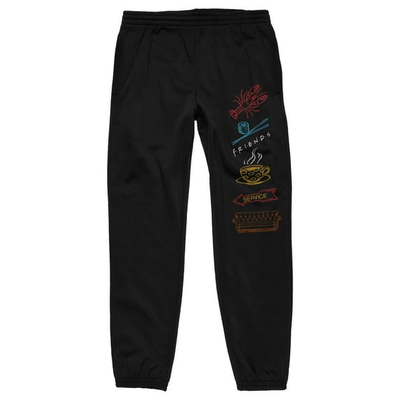 Friends Tv friends icon sleep pant on Black Adult-Large