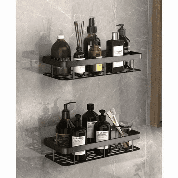 Adhesive Shower Caddy, 2 Pack Rustproof Stainless Steel Bath Organizers With Large Capacity, No Drilling, Shelves for Bathroom Storage & Home Decor