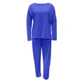thumbnail image 4 of ibuvkizy Two Piece Sets for Women Fall,Women Solid Color Irregular Design Long Sleeved Hoodie Pants Set Long Sleeved Round Neck Top/Shirt Set Blue,L, 4 of 8