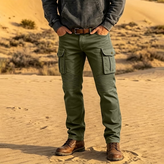 Mifsaly Mens Cargo Pants Straight Leg Relaxed Fit Work Trousers with Multi Pockets Army Green,XS