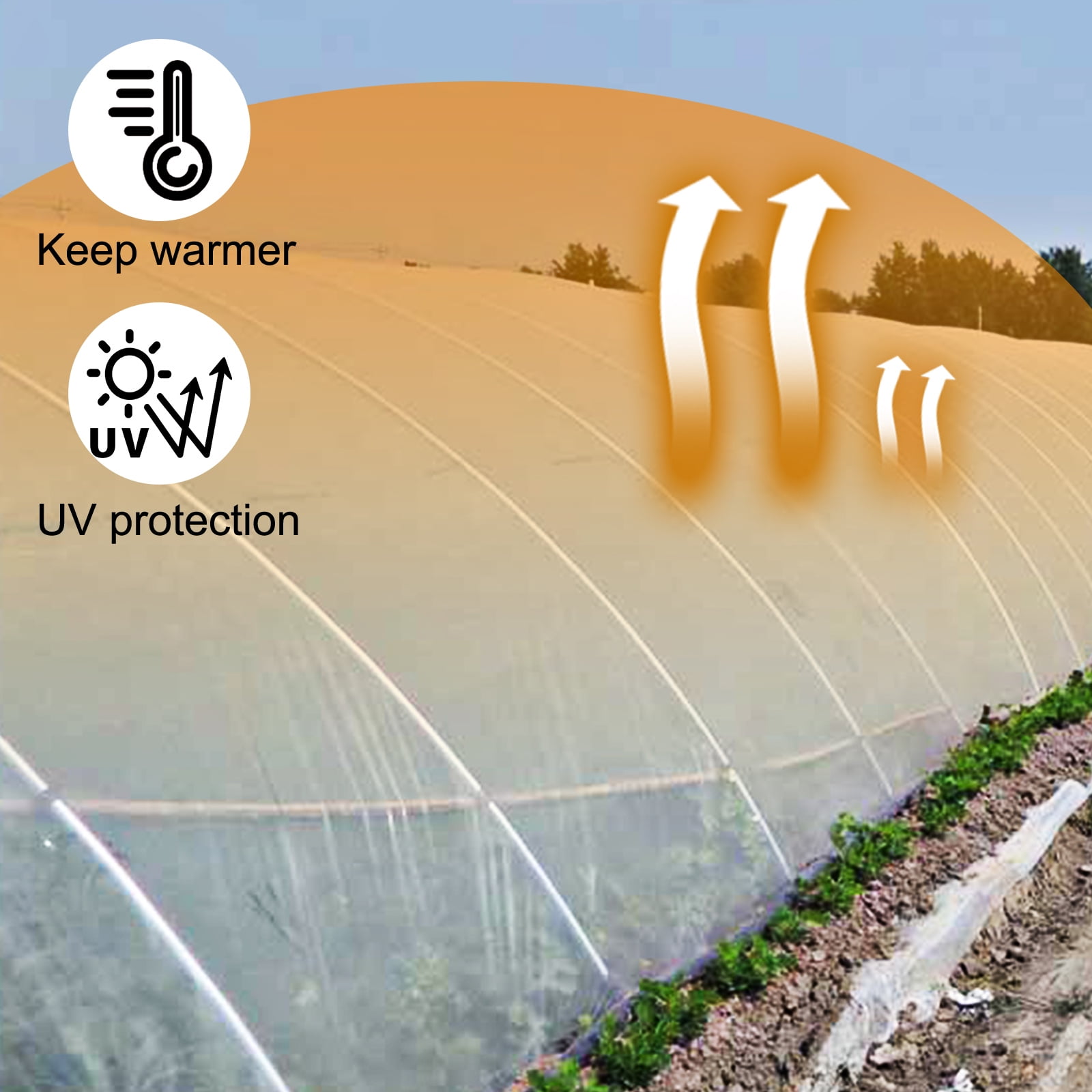 KFFKFF Greenhouse Film 12 x 25 ft, 6 Mil Polyethylene Cover, UV-Resistant Clear Plastic for Temperature Control, Durable and Protective Greenhouse Plastic Sheeting
