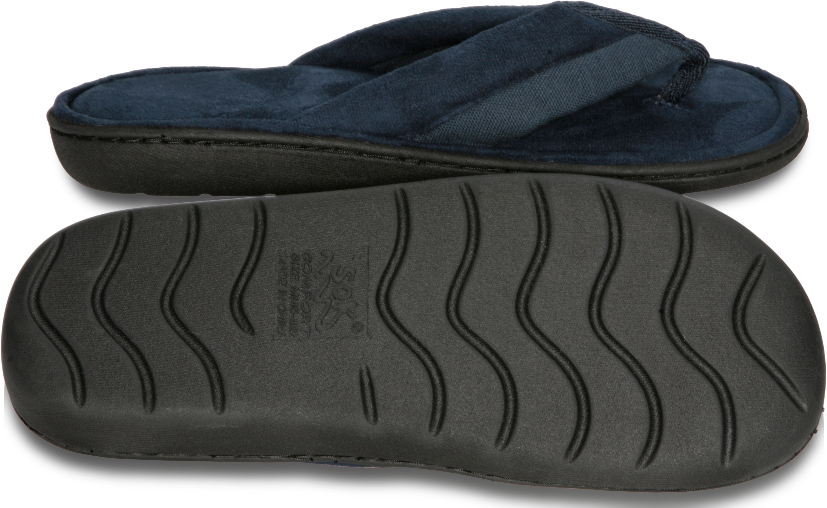 Deluxe Comfort Mens Memory Foam Slipper, Size 11-12 - Soft Linen 120D SBR Insole & Rubber Outsole - Pure Suede Shoes - Non Marking Sole - Mens Slippers, Blue - image 3 of 4