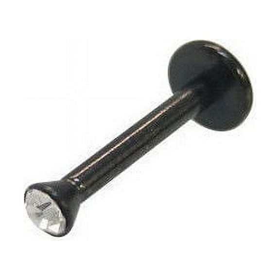 Black Anodized Titanium 16G Internally Threaded Labret with CZ Jewel