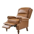 thumbnail image 2 of Vegan Leather Manual Recliner Set of 2 Roll Arm Nailhead Wood Leg Living Room Camel, 2 of 8