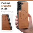 thumbnail image 4 of Compatible with Samsung Galaxy S22 Plus Magnetic Case, Classic Premium PU Leather TPU Hybrid MagSafe Ultra Slim Protective Skin Friendly Shockproof Case Cover for Samsung Galaxy S22 Plus, Brown, 4 of 7