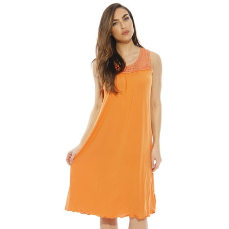 

Dreamcrest Silky Soft Nightgown Crochet Trim Sleep Dress (Bright Orange X-Large)