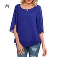 thumbnail image 2 of Guardoinrt Chemisier Femme en Chiffon Manches Mi-Longues Été Col Rond Décontracté Bleu m, 2 of 6