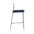 thumbnail image 2 of Avon Reception Cafe Stool UPH Seat HPL Back / Silver Steel / Mahogany / Blue, 2 of 4