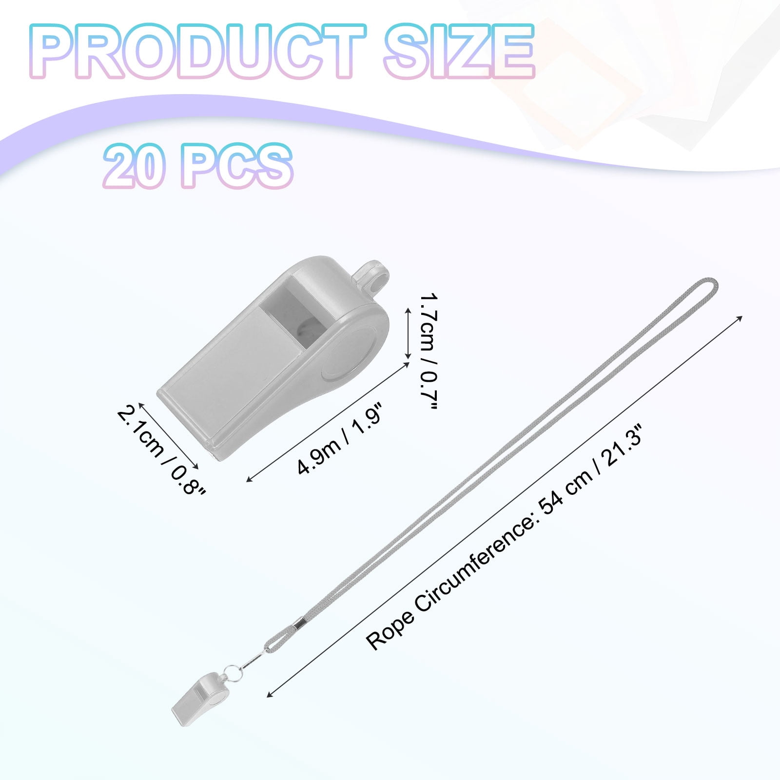 Uxcell Plastic Whistles with Lanyard, Training Sports Gather Whistles Loud Crisp Sound Colorful Bulk Whistle 20 Pcs & Gray -Fitting for (Coaches/Referee/Outsides/Team Events)