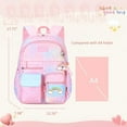 thumbnail image 6 of School Backpack Backpack Elementary School Multi Pocket Bookbag Purple, 6 of 7