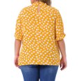 thumbnail image 4 of DARING DIVA Women's Plus Polka Dots Print Ruffle Hem Mock Neck Blouse 1X Yellow, 4 of 7