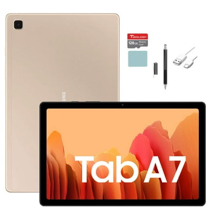 Samsung Galaxy Tab A7 10.4” Inch 64 GB Wi-Fi Android 10 Touchscreen International Tablet (Gold) Bundle with Tigology Accessories