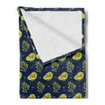 thumbnail image 2 of Exotic Soft Flannel Fleece Throw Blanket, Tropical Pattern of Exotic Papayas and Branches on a Dark Background, Cozy Plush for Indoor and Outdoor Use, 50" x 70", Indigo and Pale Green, by Ambesonne, 2 of 5