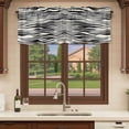 thumbnail image 6 of Beige Black Stripe Curtain Valances for Windows, Kitchen Valance Window Treatments Panel 2 Pack, Modern Abstract Wave Striped Rod Pocket Short Curtains for Bathroom Bedroom 42 x 18 Inch, 6 of 8