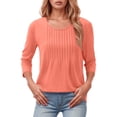 thumbnail image 1 of UANWENN Haut Plissé à Manches Longues Mode Décontractée Col Rond Bas pour Femmes Chemises à Manches Longues Fines T-Shirt Raglan Décontracté, 1 of 4