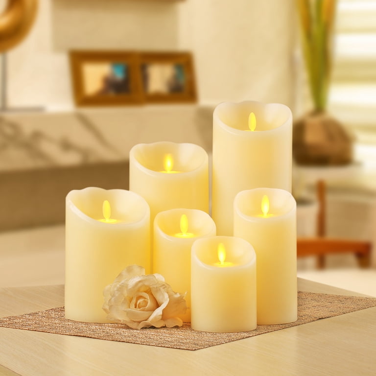 NAPA LIGHTLI Moving Flame Indoor Pillar Candle - 4x7 Inch, Flameless LED, Hand-Poured Wax, Timer Function