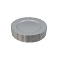 thumbnail image 2 of Disposable Silver Dinner Plates, Vintage Party Plates, 120 Pack 10.25" Round Silver/Grey Plastic Plates, Fancy Dinnerware - Posh Setting, 2 of 5