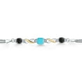 thumbnail image 2 of Gem Stone King 925 Silver and 10K Yellow Gold Green Turquoise and Black Onyx and White Lab Grown Diamond Bracelet for Women (2.05 Cttw, Gemstone, Cushion 6MM, 7 inches, Made in Italy), 2 of 4