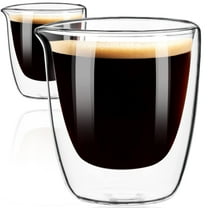 Baalaka Espresso Cups Set of 2, Double Walled Espresso Shot Glass with Spout, High Borosilicate Glass Expresso Coffee Cup, Expresso Shots Cup, Clear Glass Espresso Accessories 2.7oz