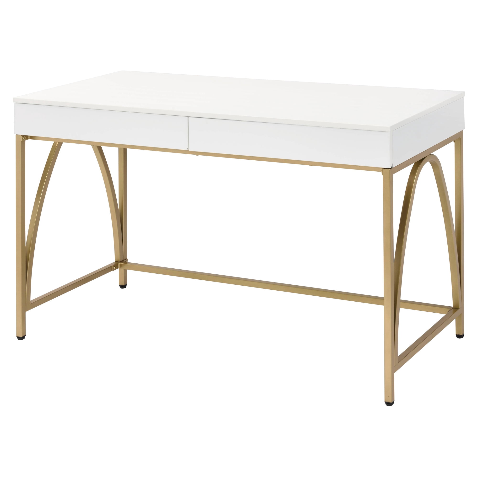 ACME Lightmane Writing Desk in White High Gloss and Gold