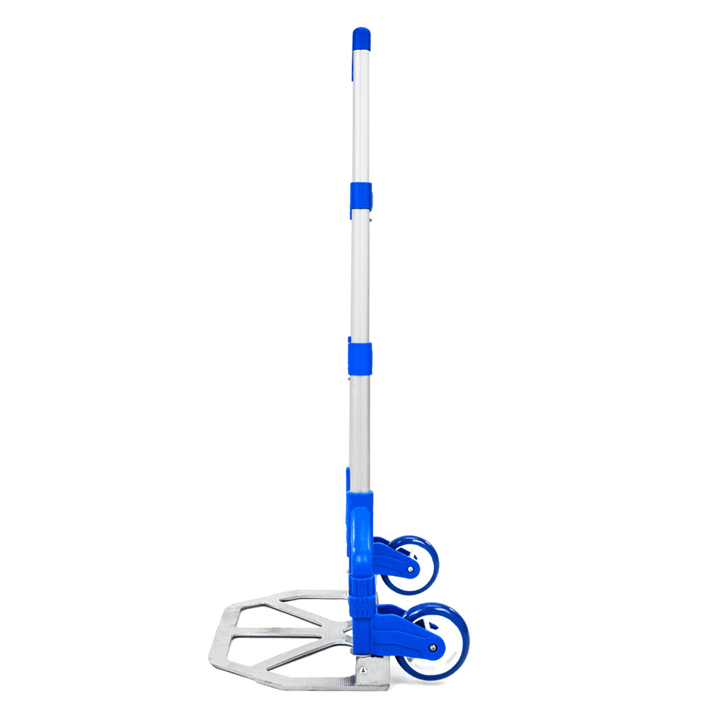 Portable Folding Aluminum Hand Truck Cart – Collapsible Dolly Trolley with 165 lbs Capacity, Blue