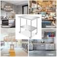 thumbnail image 4 of PRIJESSE Stainless Steel Commercial Kitchen Prep & Work Table with 4 Casters (Wheels) - 30 L x 24 W Inches, 4 of 10