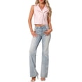 thumbnail image 2 of INSPIRE CHIC Women's Metallic Faux Leather Lapel Collar Sleeveless Zip Cropped Vest M Pink, 2 of 6