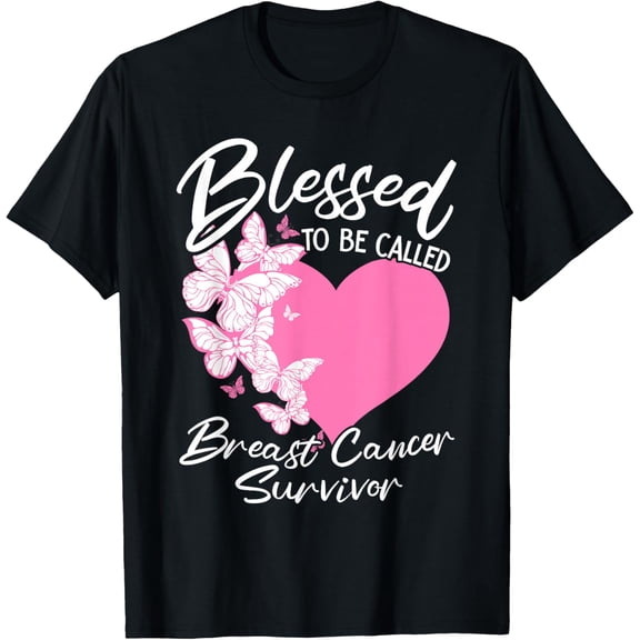 Retro Blessed To Be Called Breast Cancer Survivor Pink Butterfly Gifts Aldults T-shirt