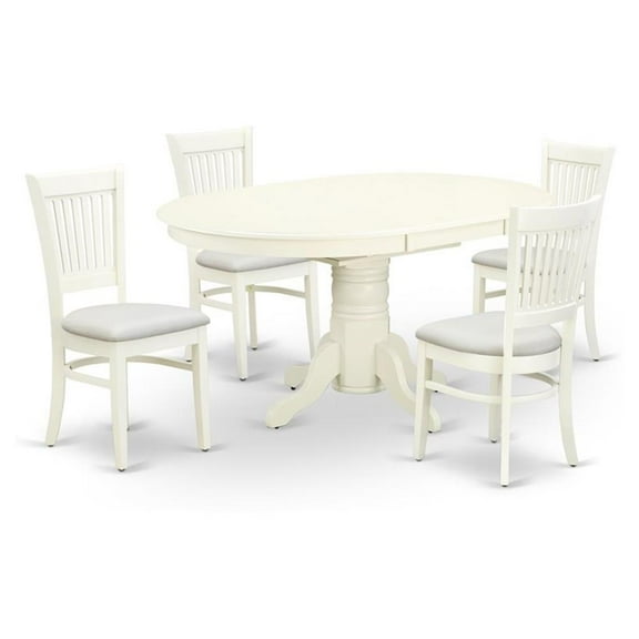 Atlin Designs 5-piece Dining Set with Fabric Seat in Linen White