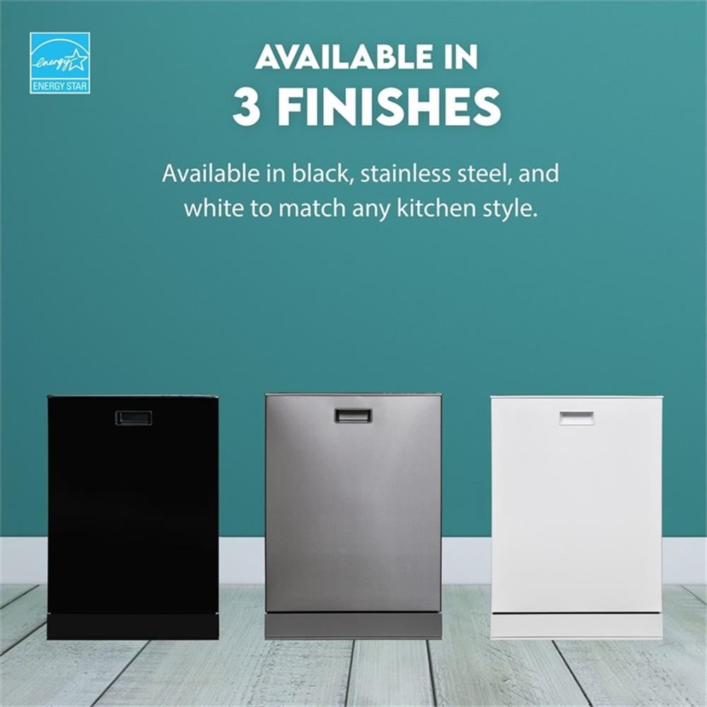 Pemberly Row 24" Stainless Steel Built-In Dishwasher with Top Control in Silver