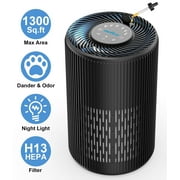 AIRFIRE HEPA Air Purifier for Home up to 1300 Sq.ft, Air Purifiers for Allergies and Asthma, Bedroom, Pet Dander&Odor, Dust, Pollen, Wildfire/Smoke, Model AP201, Black
